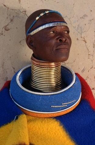 Rings for stretching the neck of a man of an African tribe